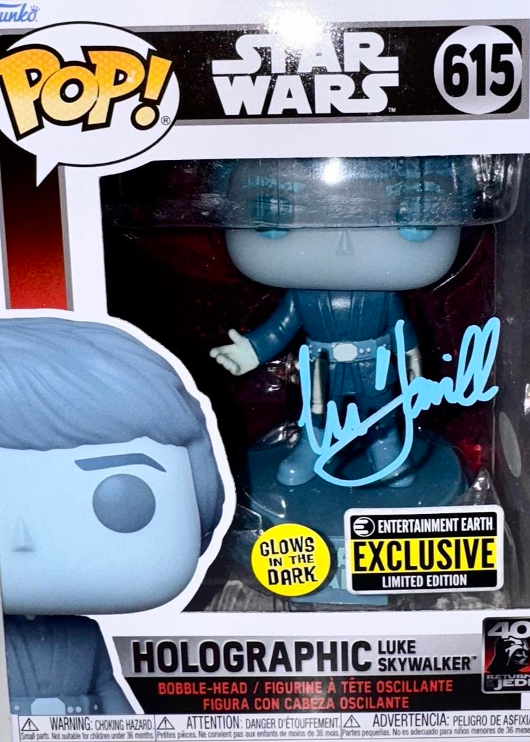 Mark Hamill Signed Funko Pop #615 Holographic Luke Skywalker (Star Wars) *RARE* - JSA COA